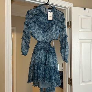 Closer cleanout ruffled cutout mini dress